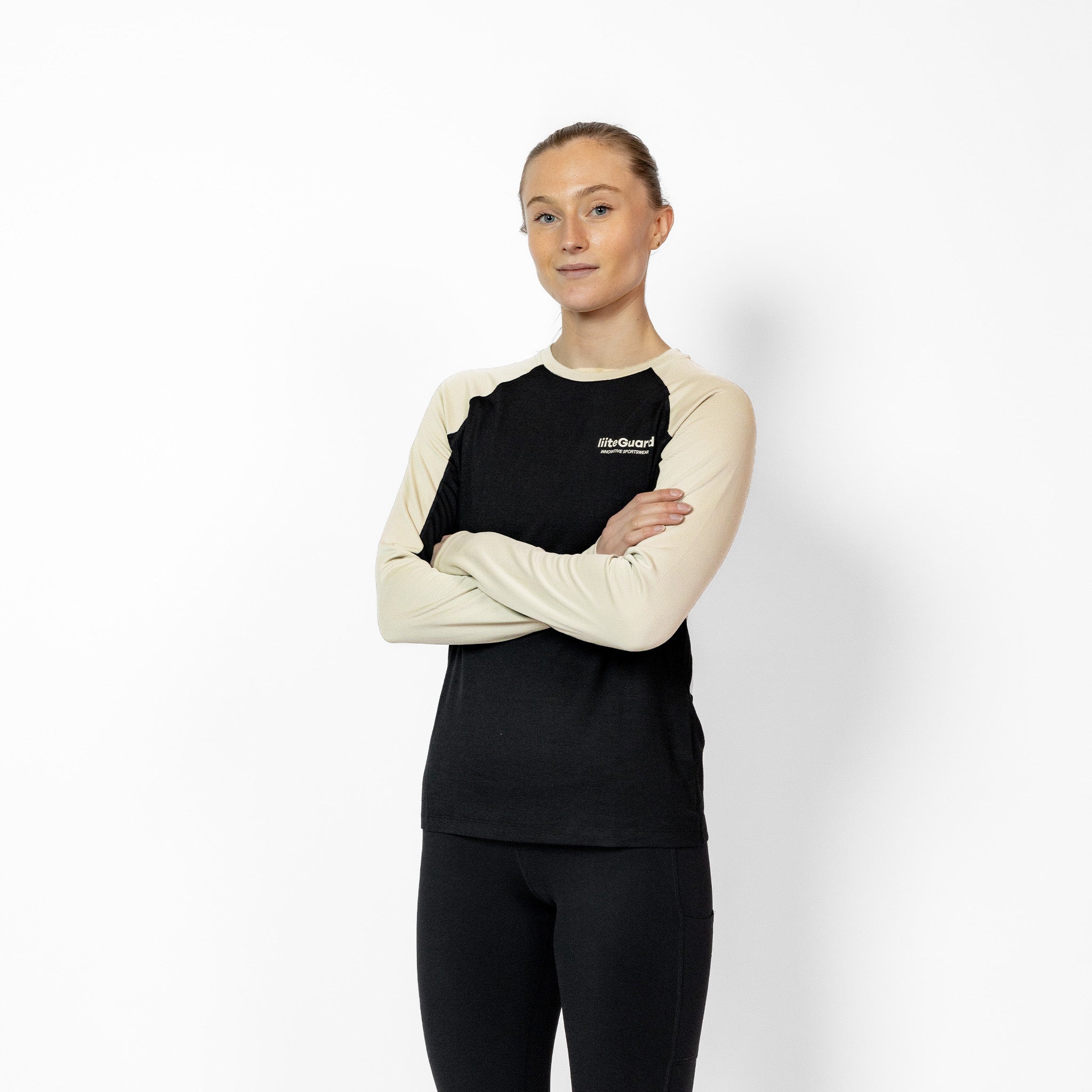 liiteGuard MERINO HYBRID LONG SLEEVE (WOMEN) Baselayer Black/Sand